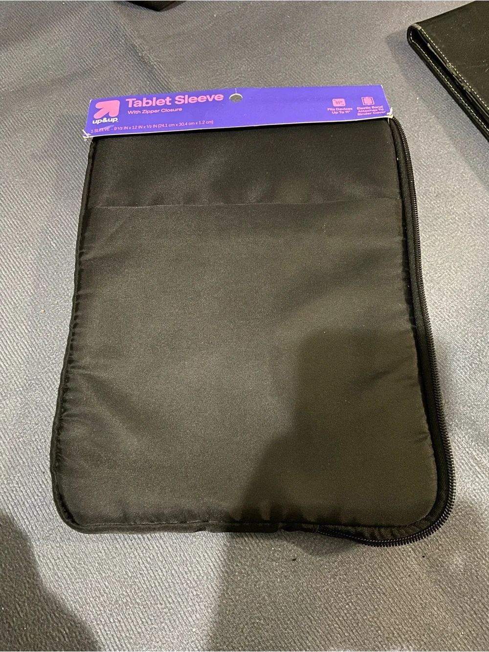 Up & Up Tablet Sleeve 12X9.5X0.5 Inch Zipper Closure Elastic Band Black Case